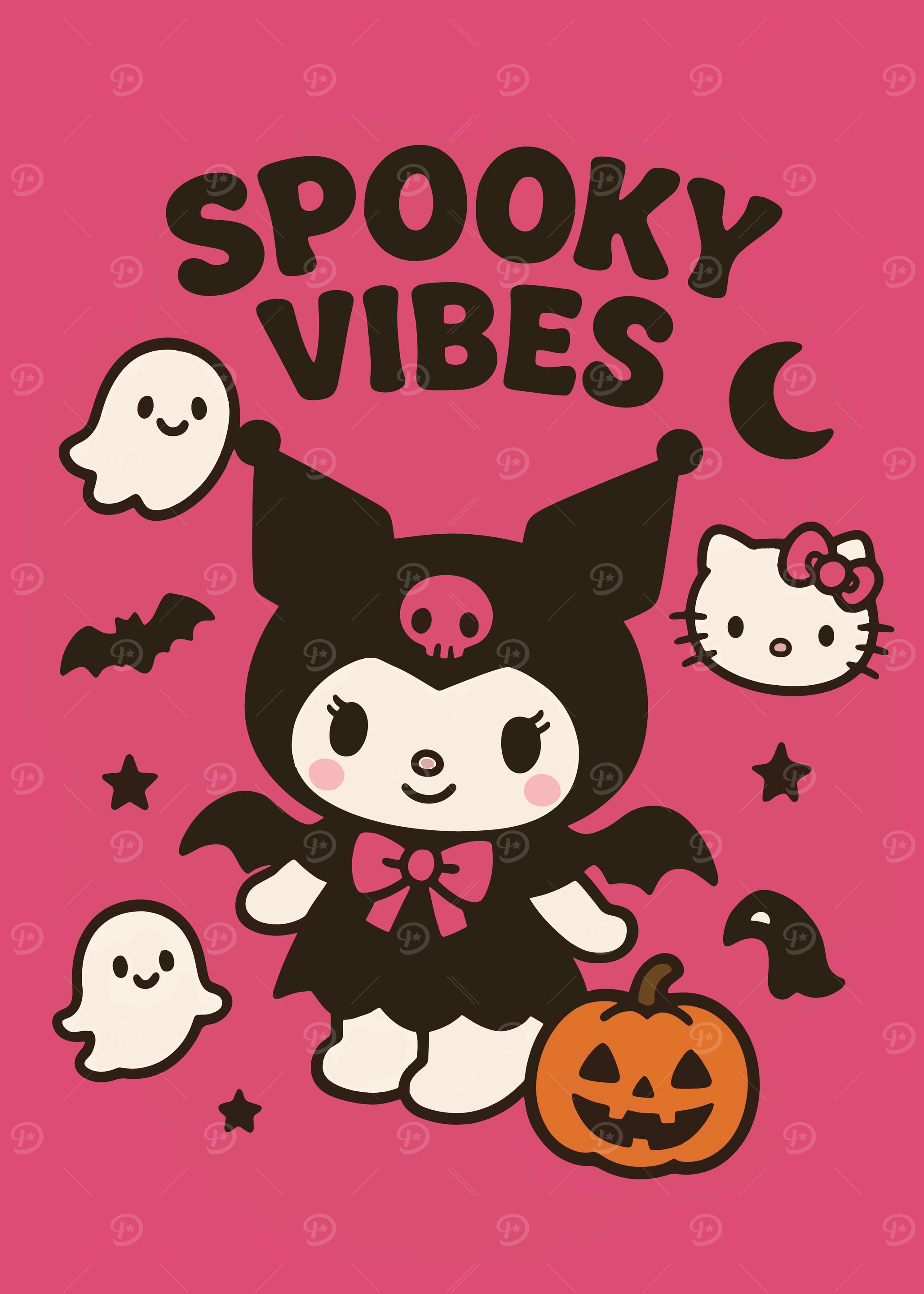 Kukuri✦365✦ショップ様用看板製作✦100cm×40cm✦ロゴあり Kuromi Spooky Vibes Halloween' Poster, picture, metal print, paint
