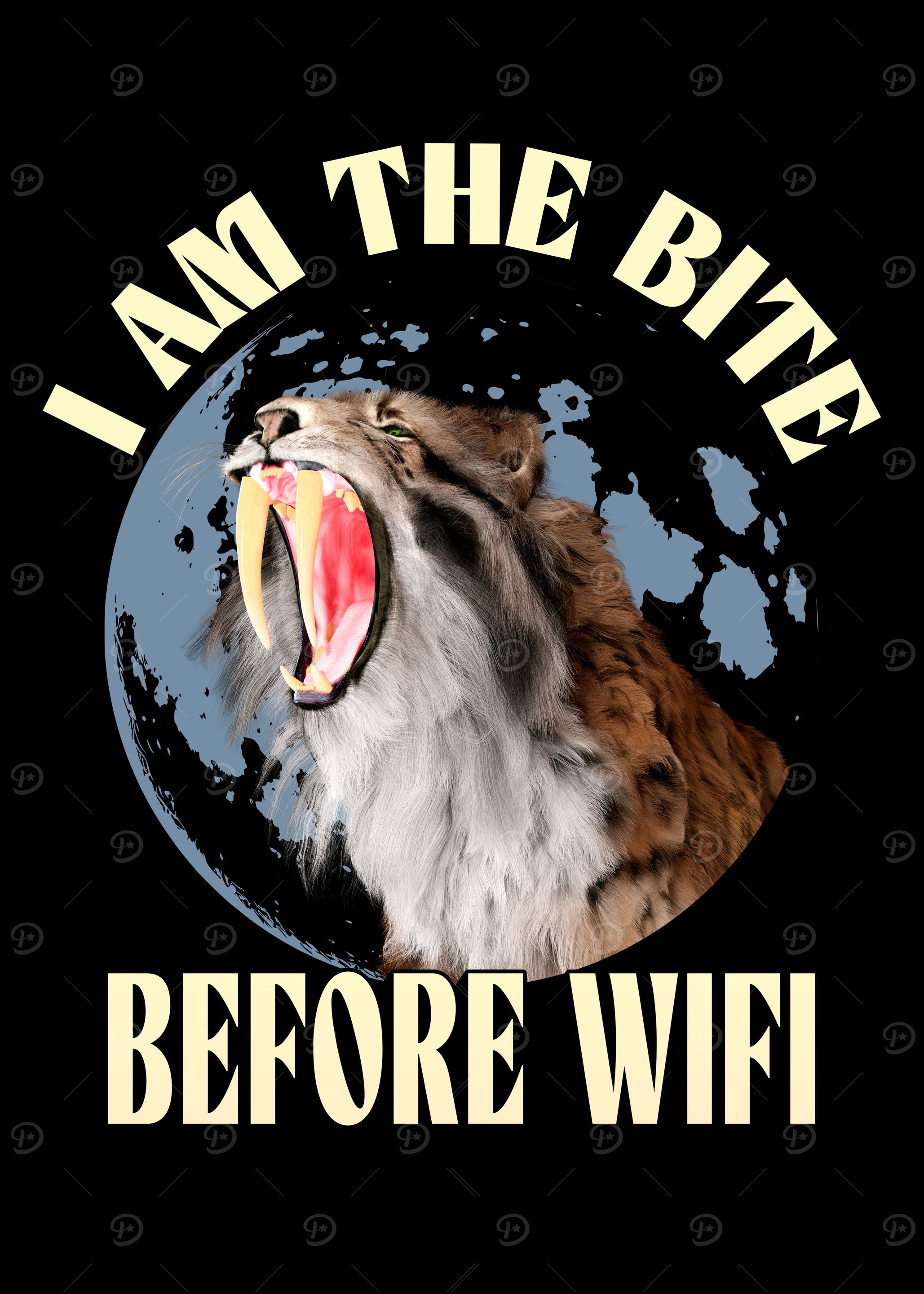 Tiger Bites Rabbit 'Saber-toothed Tiger: Bite Before WiFi' Poster, picture, metal print ...