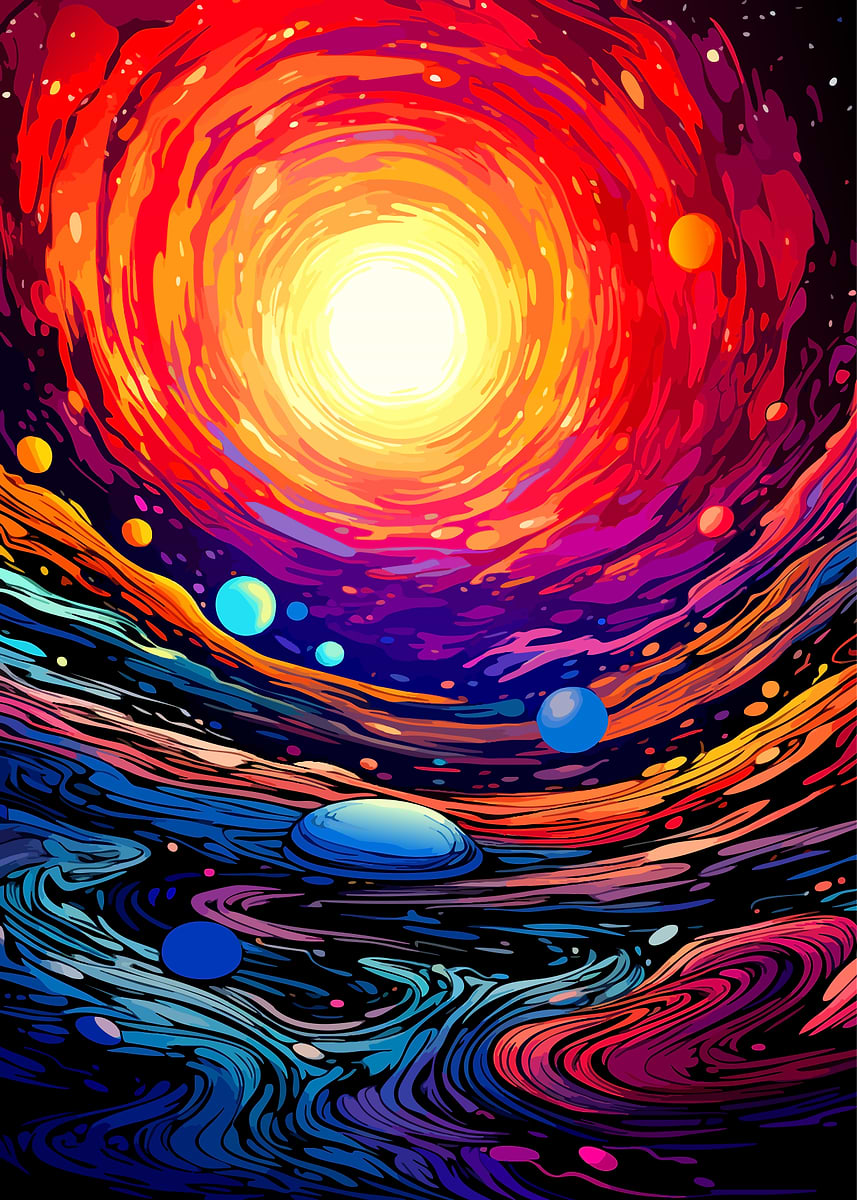 Colorful Abstract Space Vortex' Poster, picture, metal print