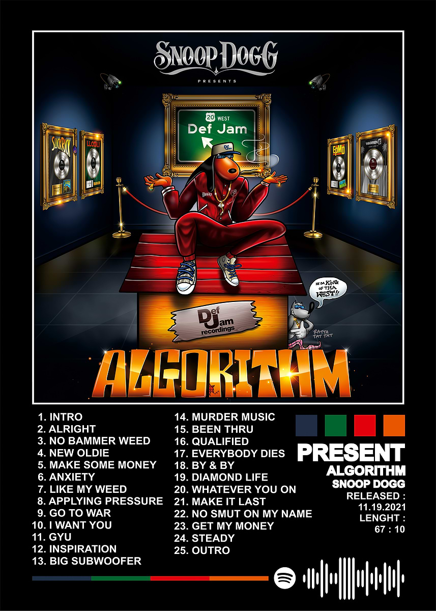 Snoop Dogg Algorithm Album Cover Art' Poster, picture, metal print