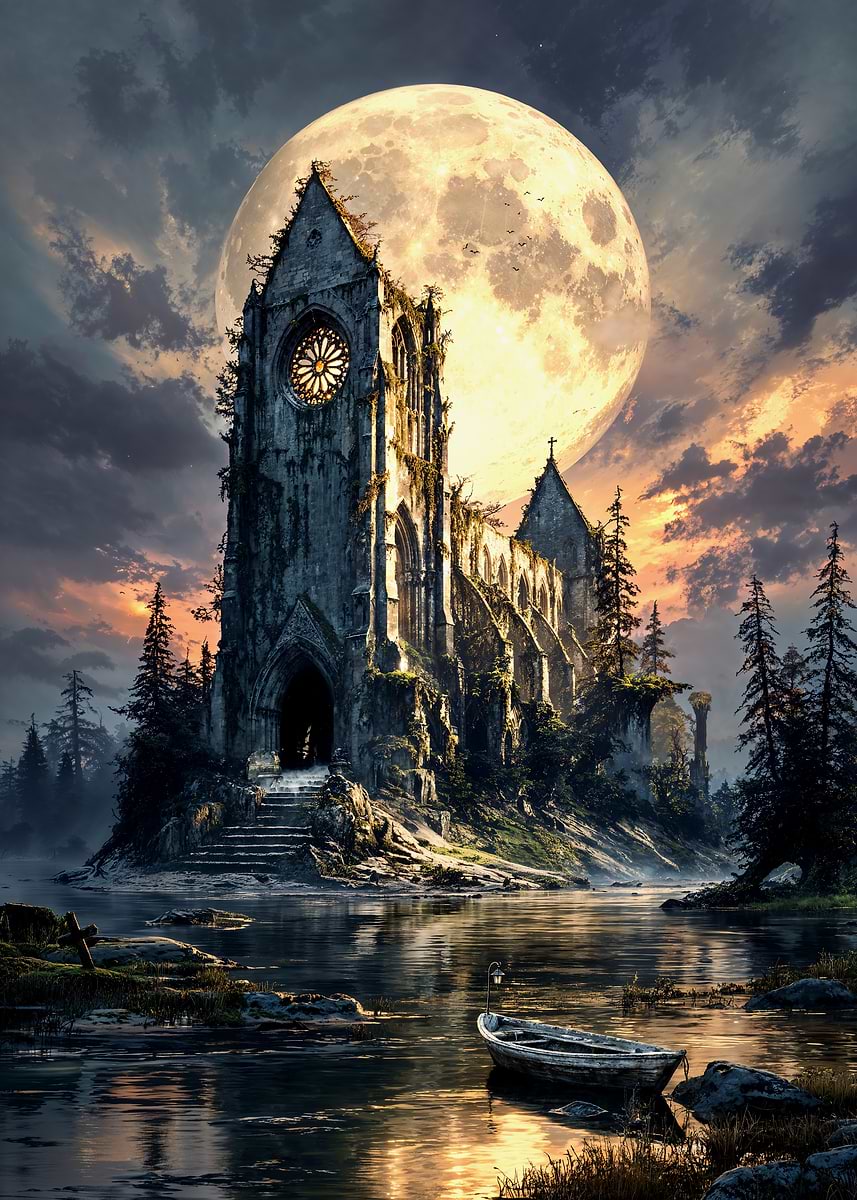 Temple of Forgotten Light — from the Forgotten Fantasy Realms collection, a Pixaverse metal print