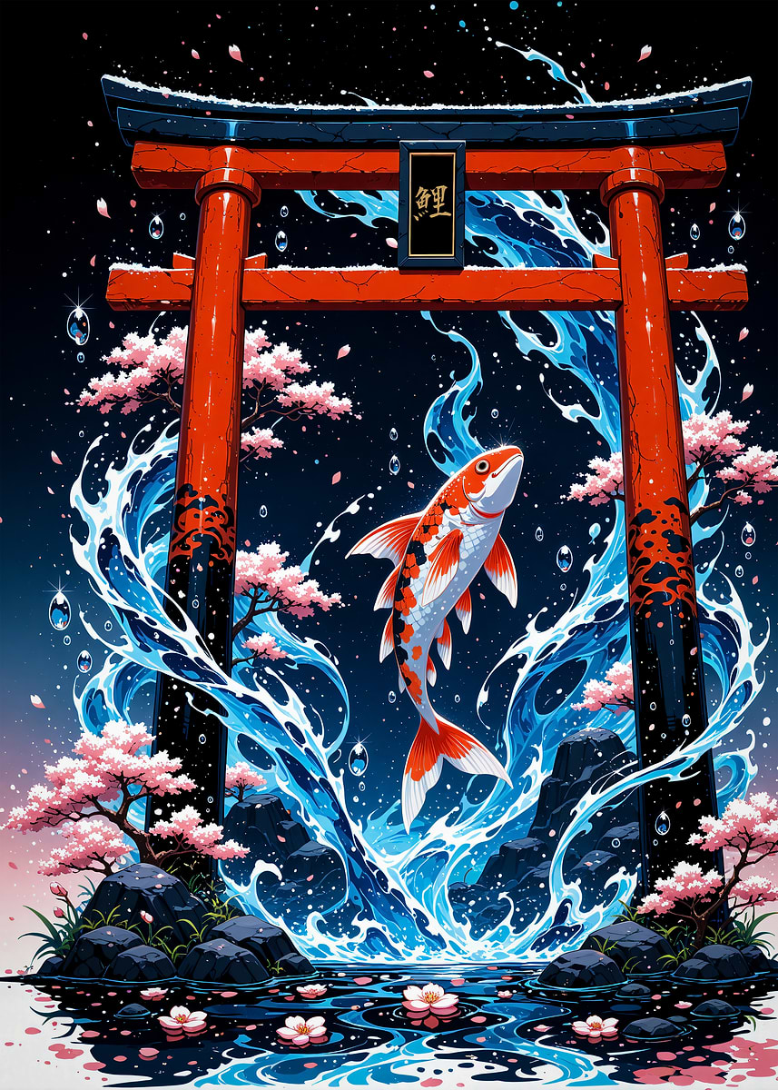 Ornamentale Plakatkunst アートポスター　34枚 Amazon.com: Artery8 Two Japanese Koi Carp Fish Bright Watercolour