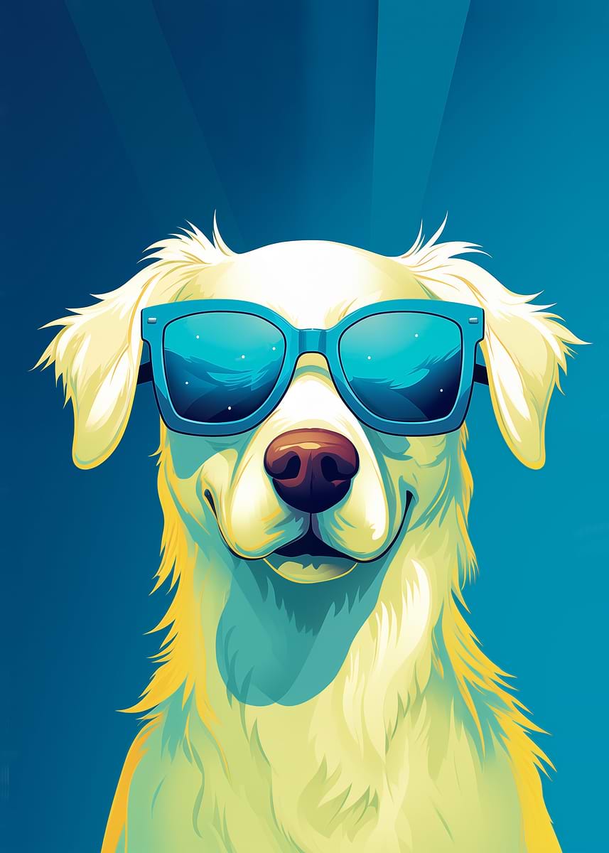 Cool Dog with Sunglasses Illustration' Poster, picture, metal