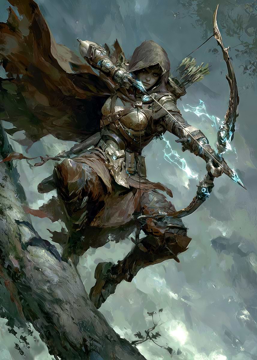 'Female Ranger Archer in Fantasy Setting' Poster, picture, metal print ...