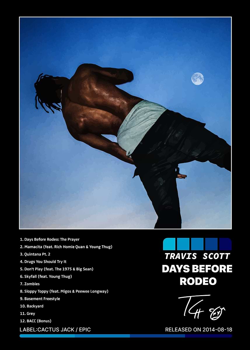 Travis Scott - Days Before Rodeo' Poster, picture, metal print