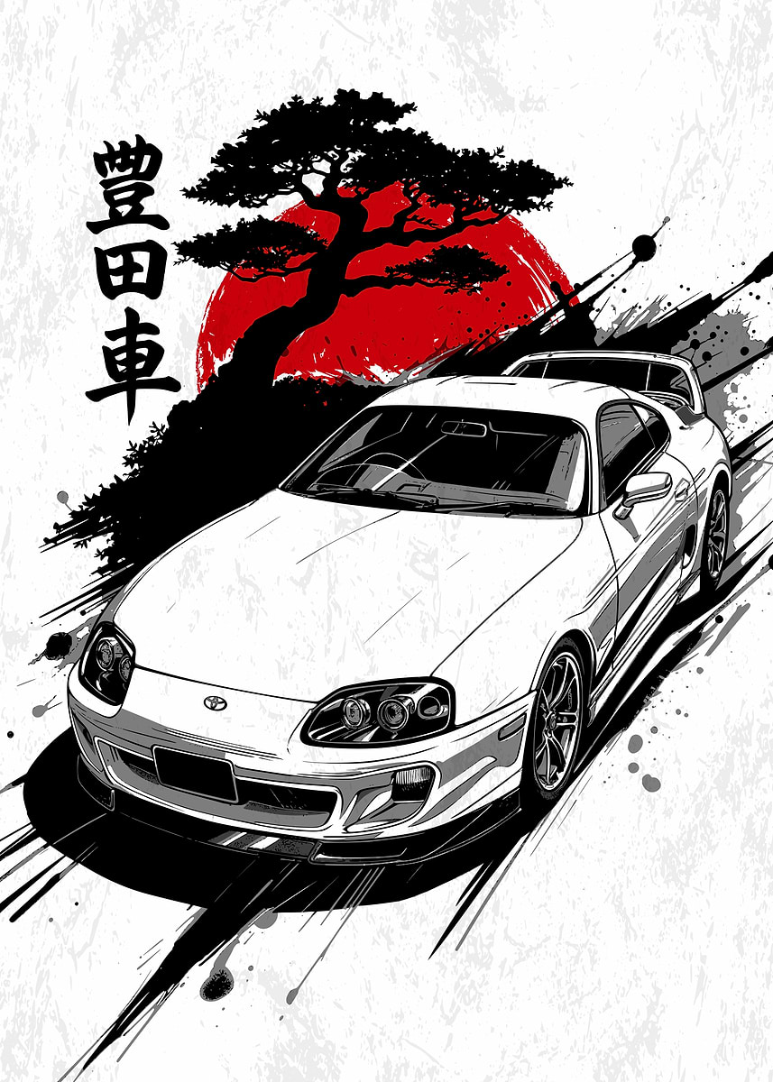 Toyota Supra Japanese Art Poster, Picture & Metal Print – Sports