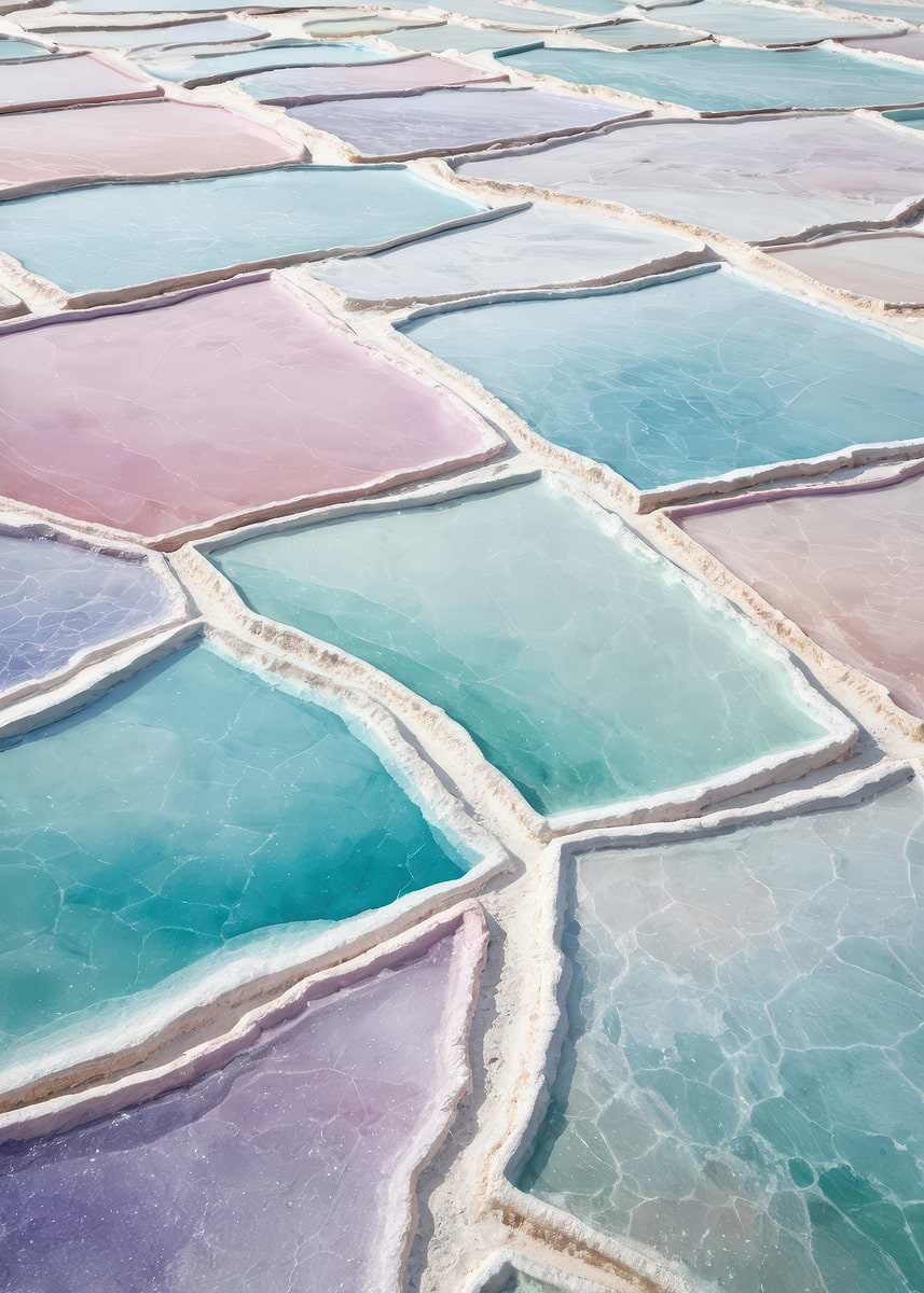 Pastel Shell Pool 'Pastel Salt Pans — Aerial Geometric Pools in Soft Turquoise and Rose ...