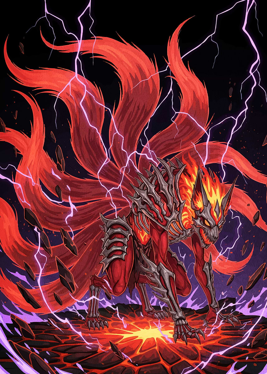 ファイアーエムブレム アートワークス　19 Nine-Tailed Fox Demon ' Poster, picture, metal print, paint by