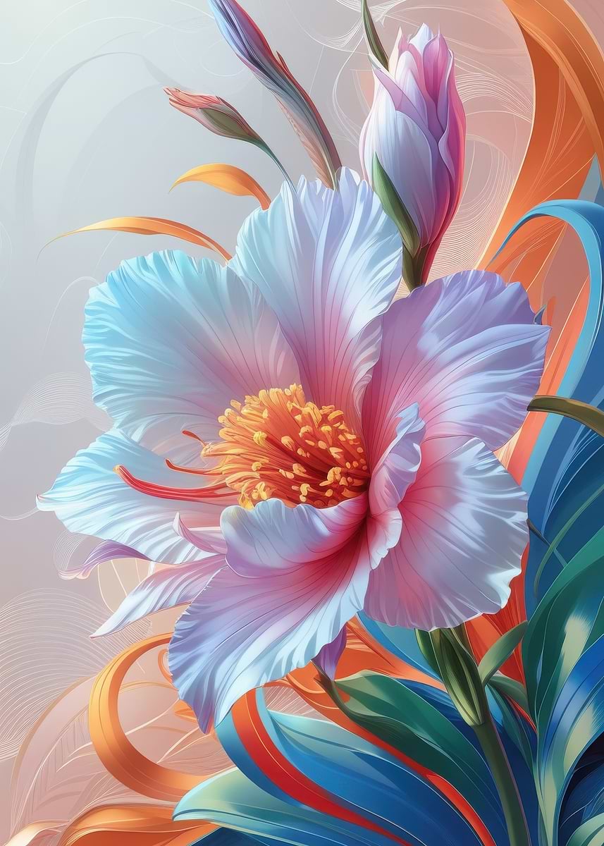 Dpicture 'Floral Bloom in Pastel Hues' Poster, picture, metal print, paint by ...
