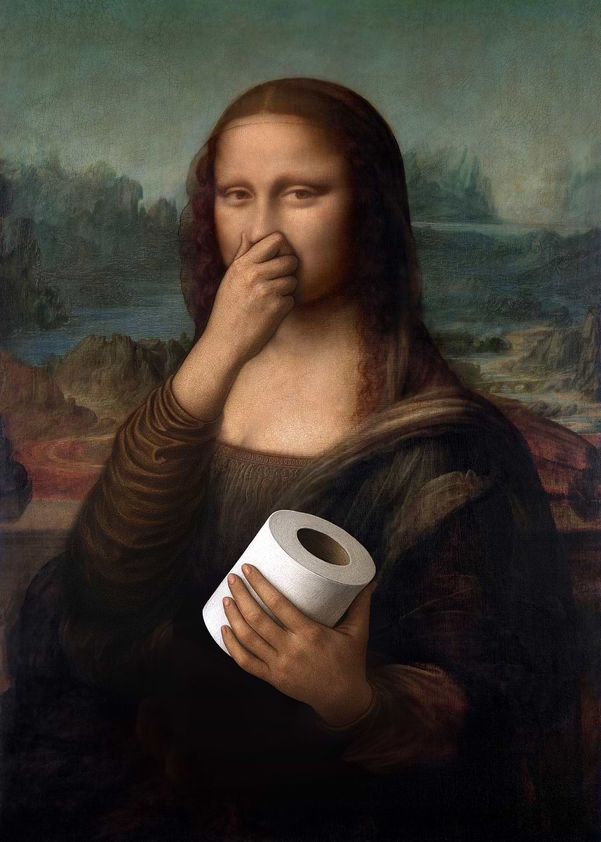 Grappige Mona Lisa Poster - Humoristische Badkamer Wanddecoratie