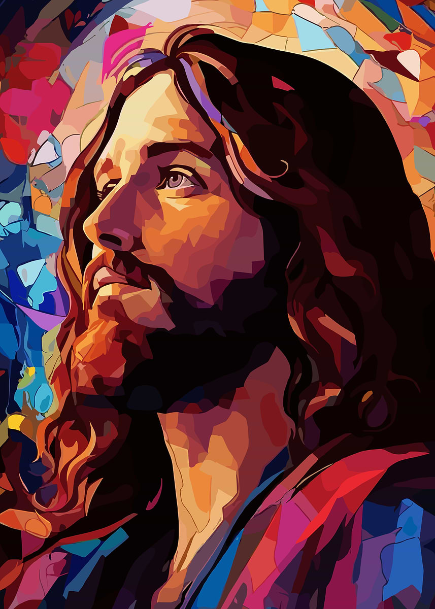 'Jesus Christ Portrait in Abstract Style' Poster, picture, metal print ...