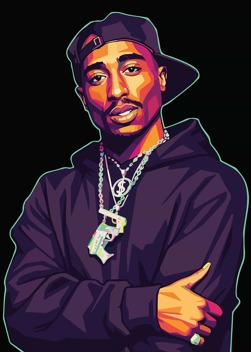 'Tupac Shakur Portrait' Poster, picture, metal print, paint by ...