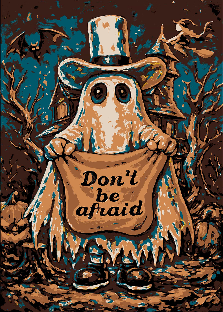 'Friendly Ghost Halloween Illustration' Poster, picture, metal print ...