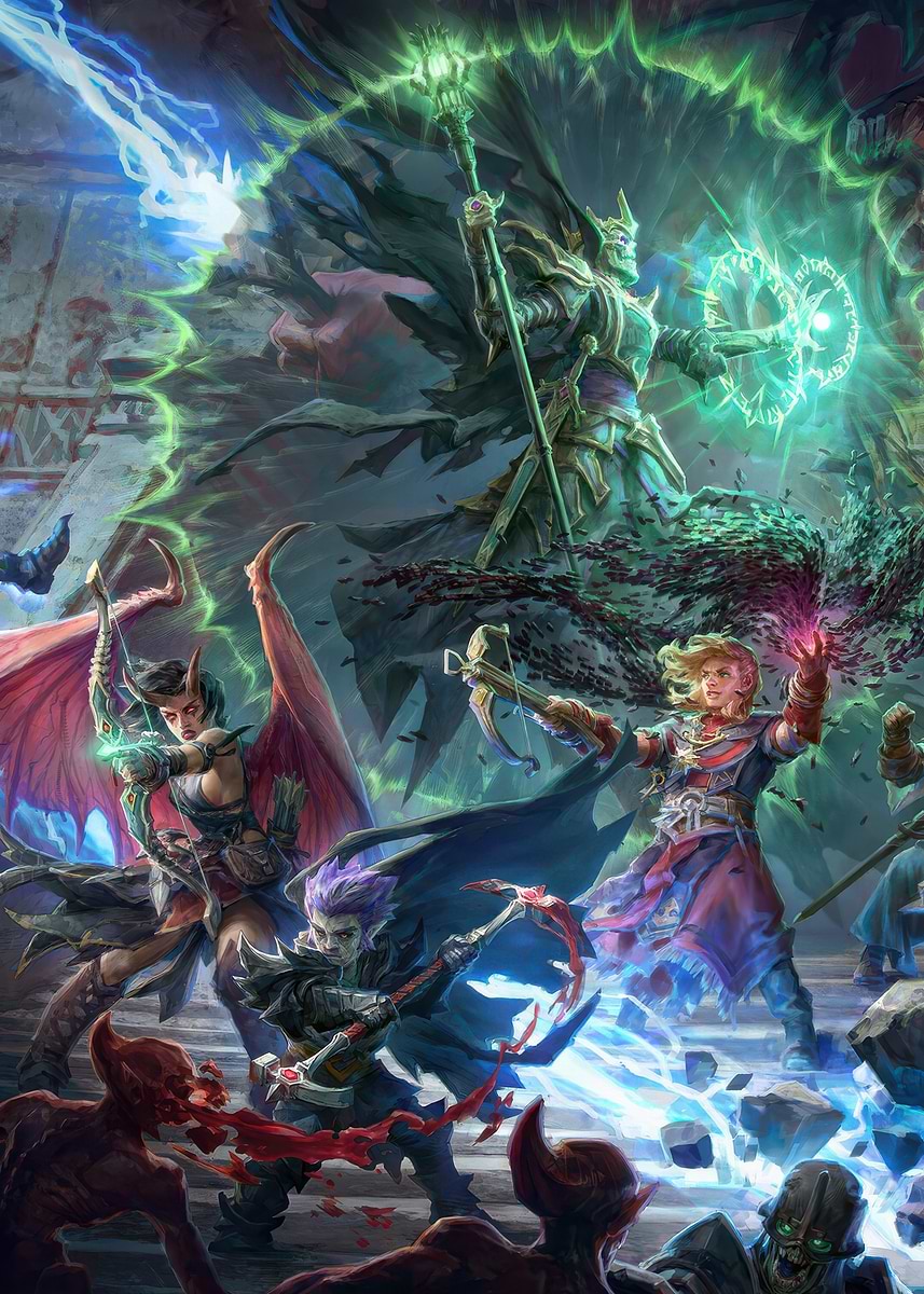 'Fantasy Battle Scene with Magic and Monsters' Poster, picture, metal ...