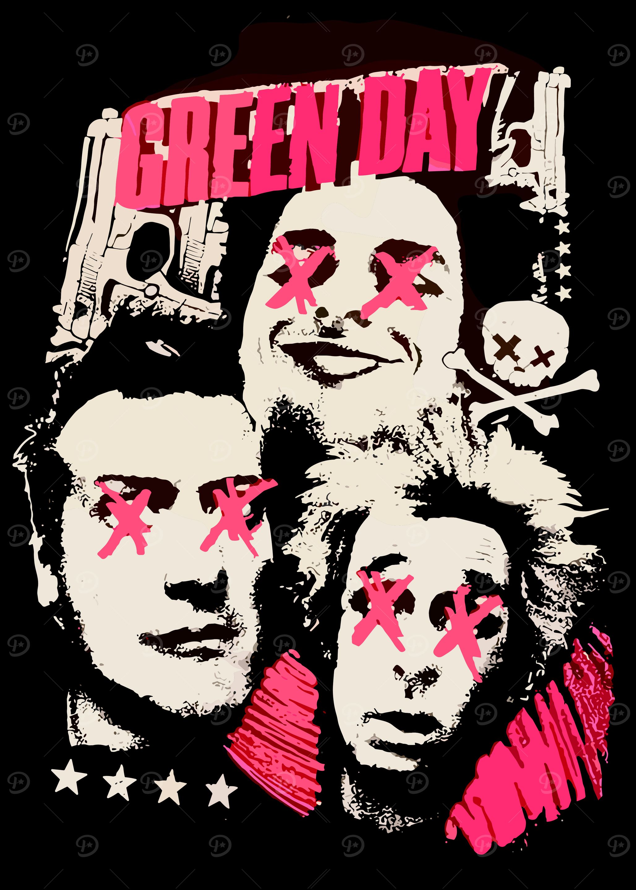 Green Day Band Art' Poster, picture, metal print, paint by