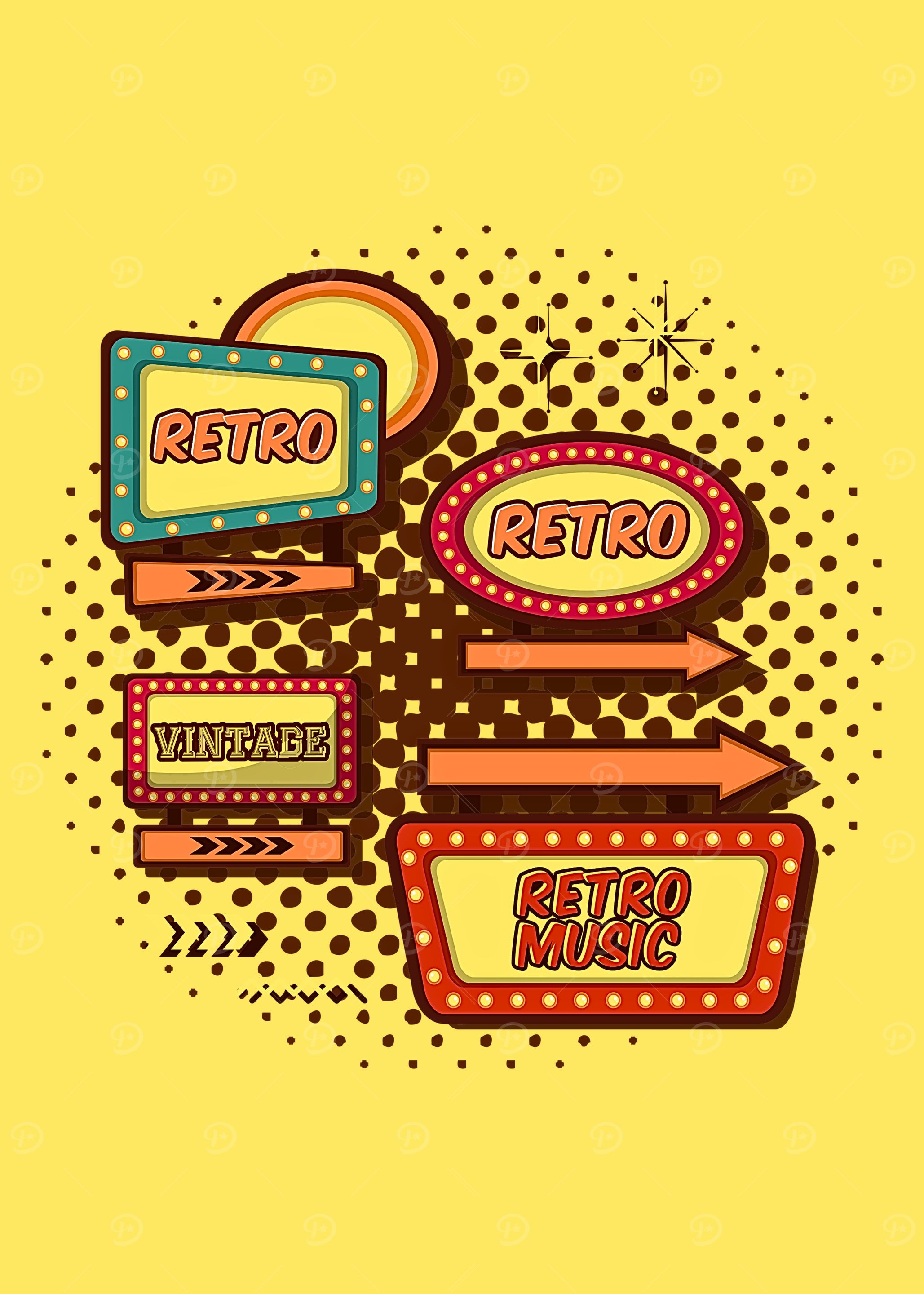 'Retro and Vintage Sign Collection' Poster, picture, metal print, paint ...