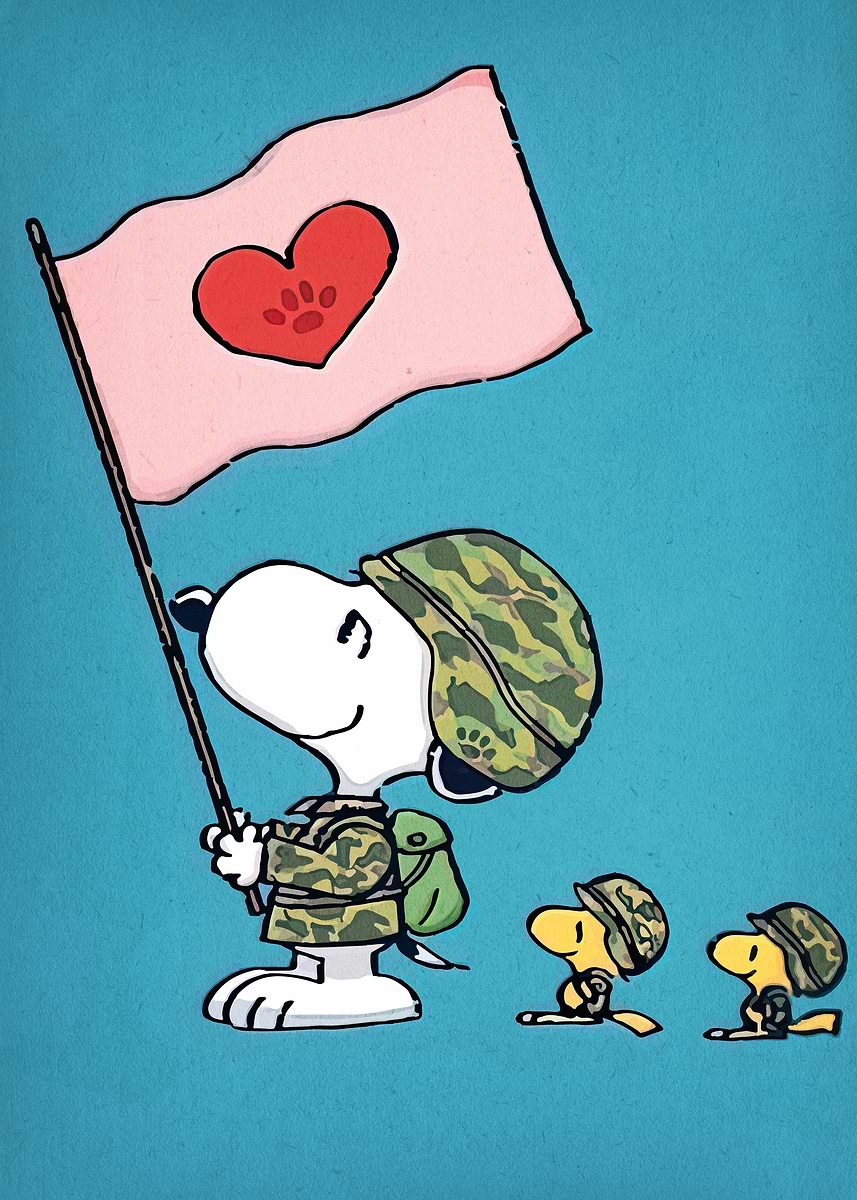 'Snoopy and Woodstock Military Cartoon' Poster, picture, metal print ...