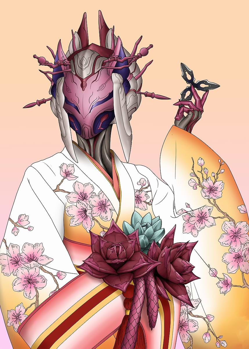 'Robotic Geisha with Butterfly' Poster, picture, metal print, paint by ...