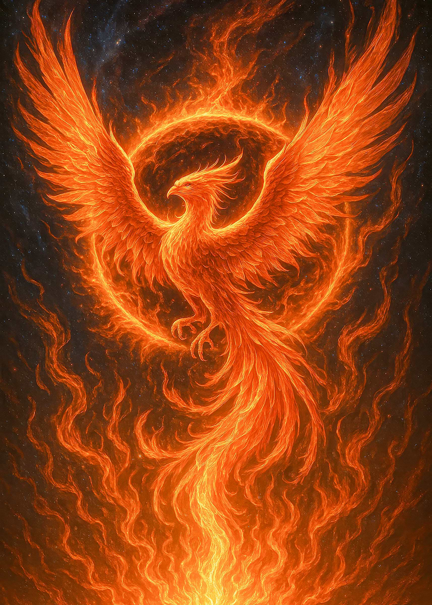 'Fantasy Fiery Phoenix Rising' Poster, picture, metal print, paint by ...