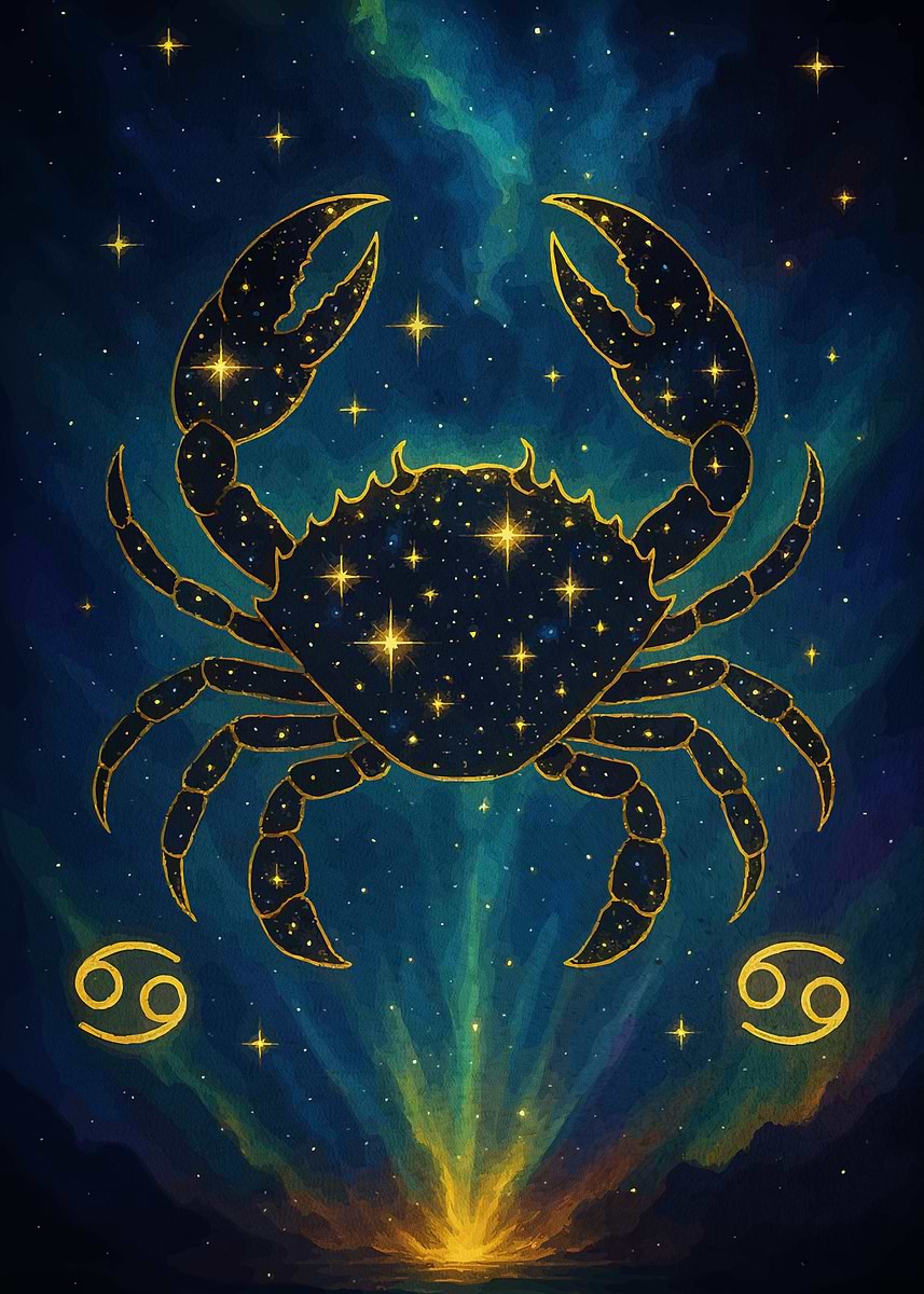 Cancer Zodiac Sign Starry Night' Poster, picture, metal print