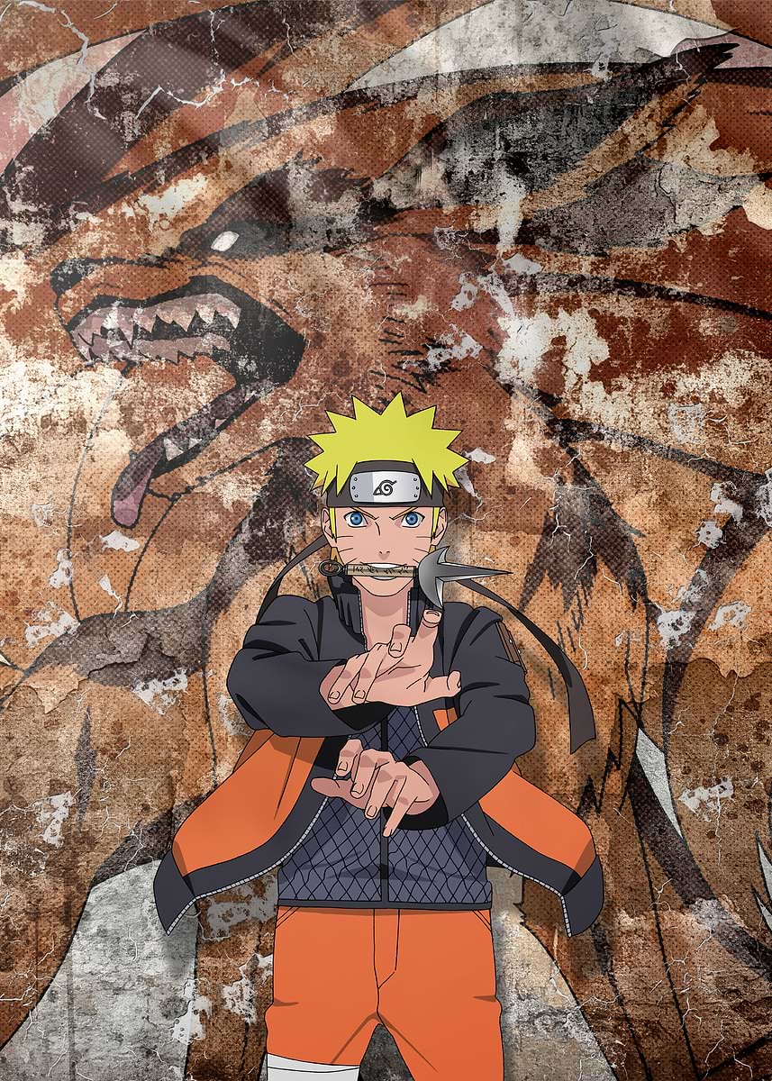 Naruto Uzumaki – Nine-Tails Shadow' Poster, picture, metal print