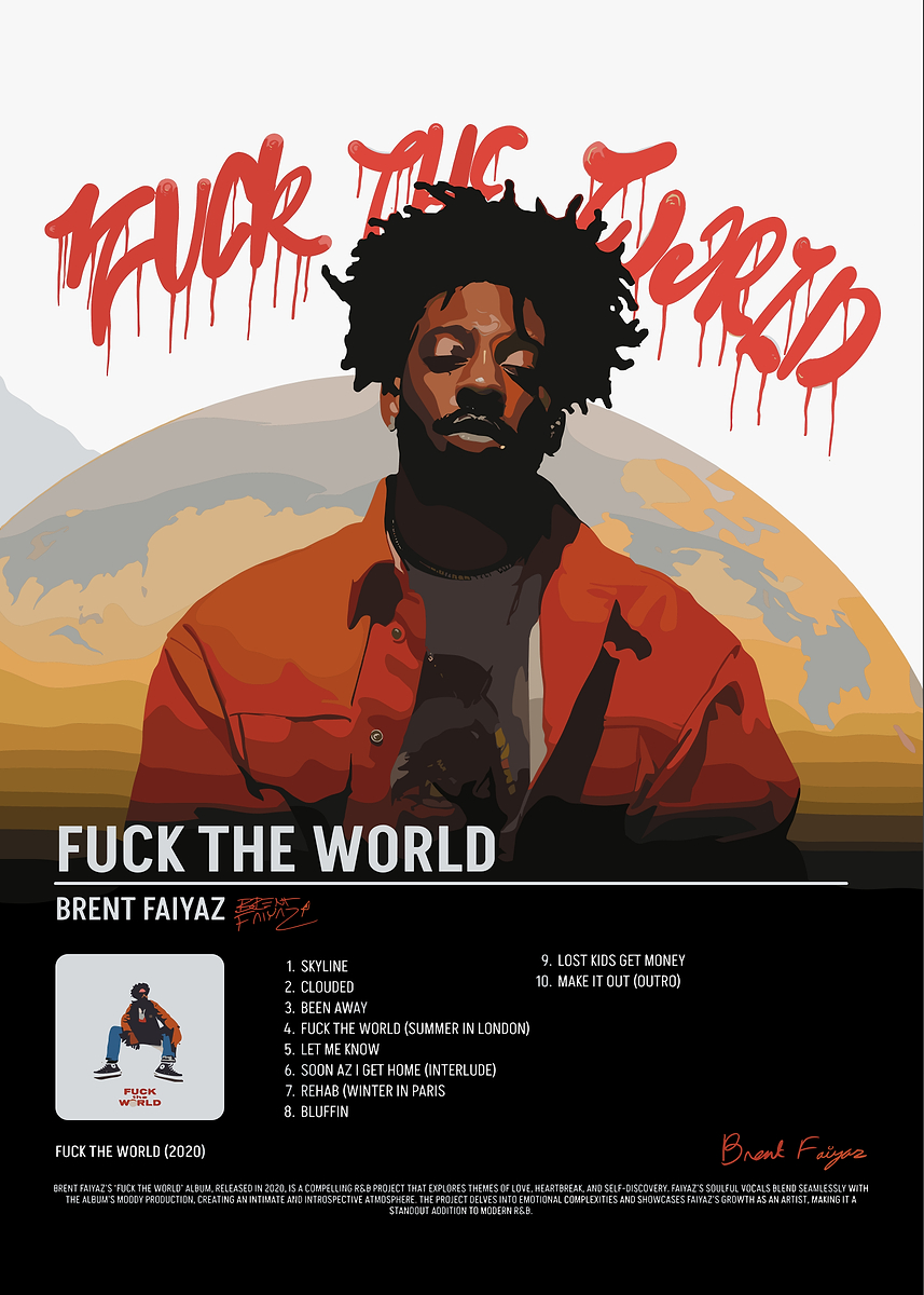 Brent Faiyaz - Fuck The World' Poster, picture, metal print, paint