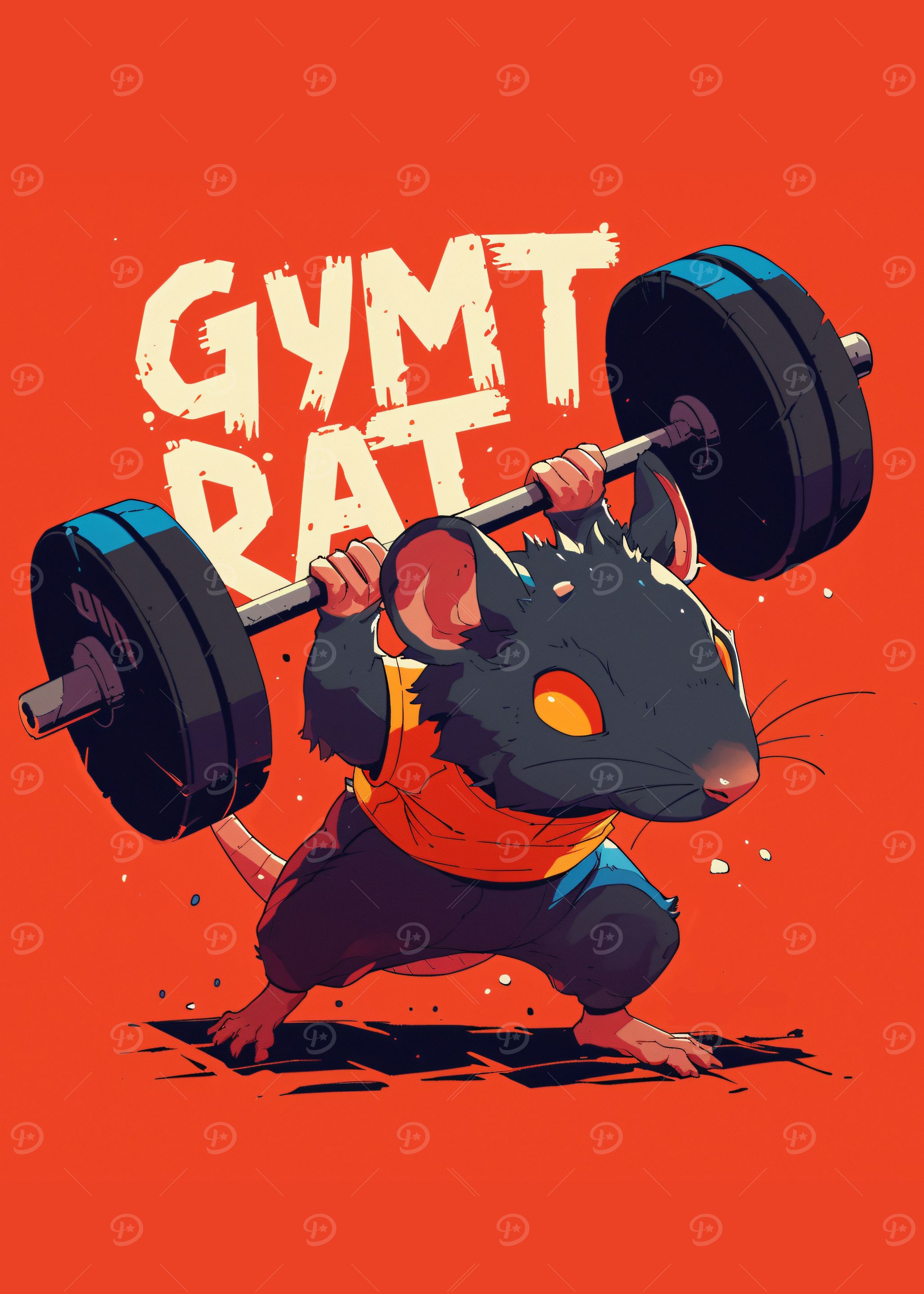 'Gym Rat Cartoon Illustration' Poster, picture, metal print, paint by ...