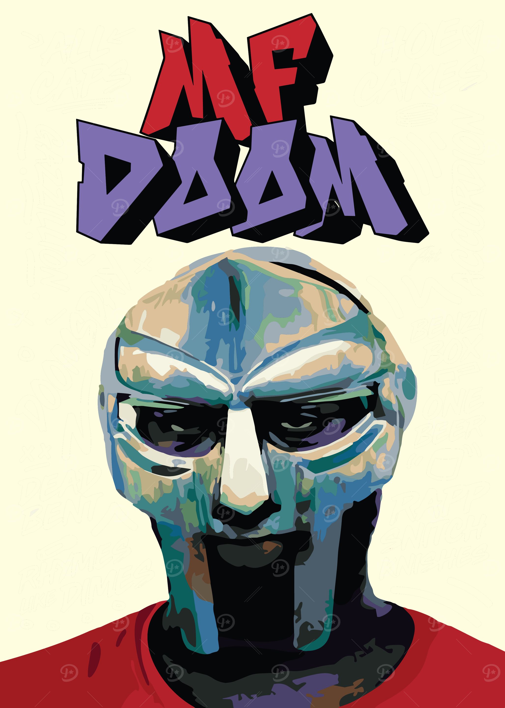 MF DOOM Portrait' Poster, picture, metal print, paint by printyay2