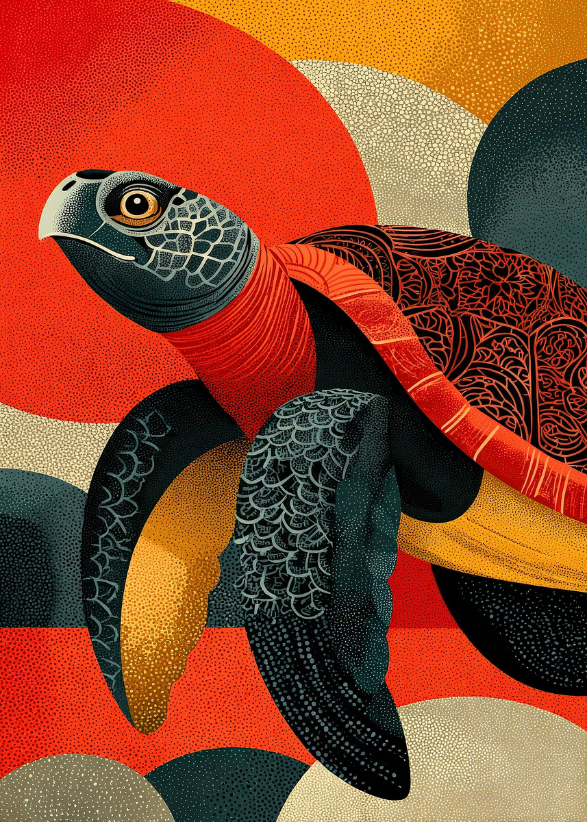 'Abstract Turtle Art with Geometric Shapes' Poster, picture, metal ...