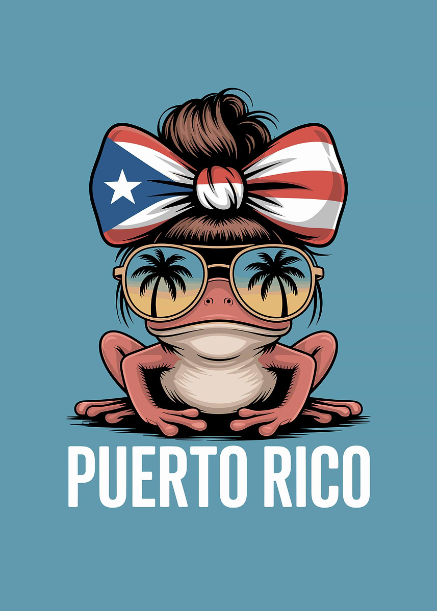 Pouter Rico Frog 'Puerto Rico Frog with Sunglasses' Poster, picture, metal print, paint ...