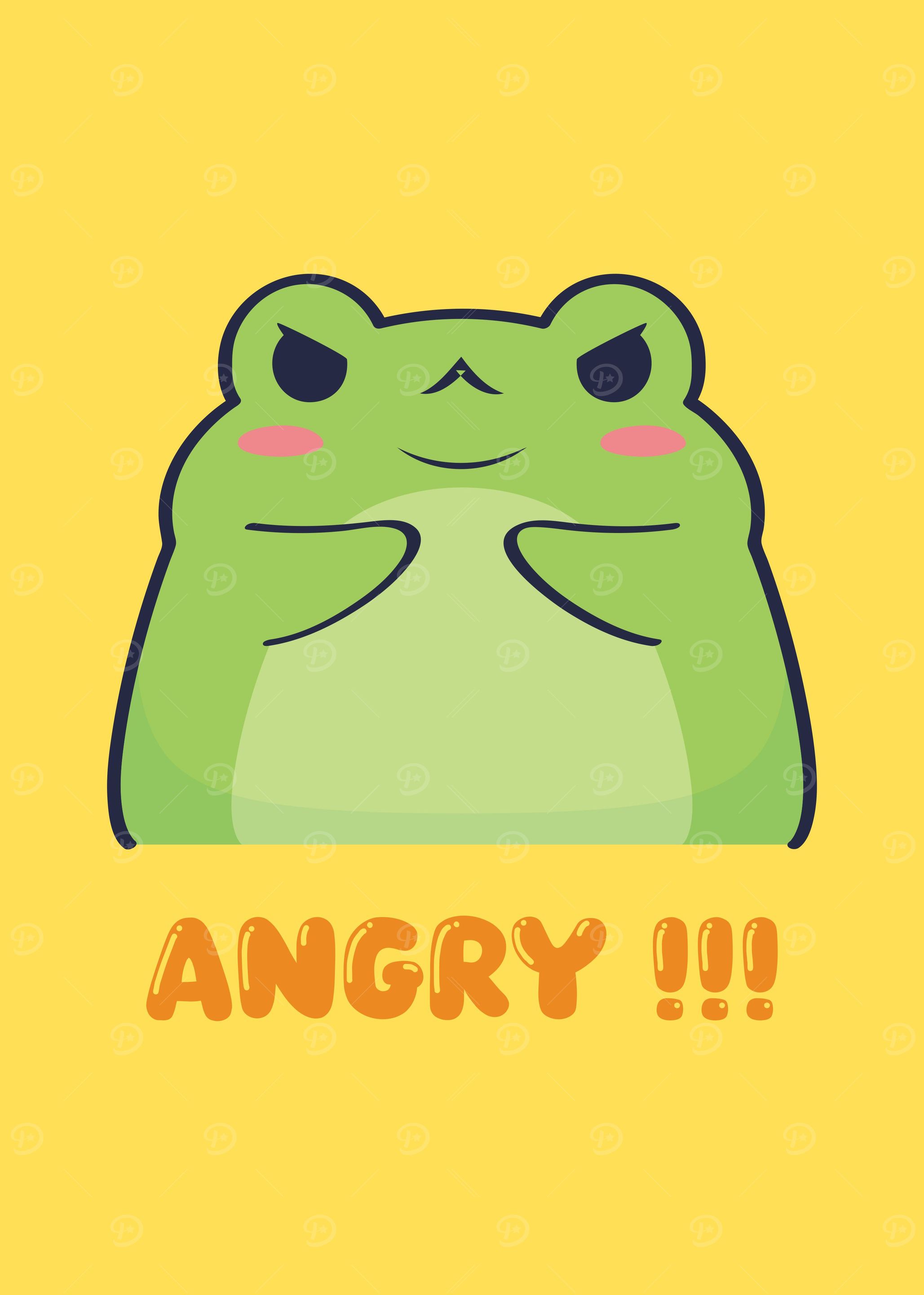 'Angry Frog Cartoon Illustration' Poster, picture, metal print, paint ...