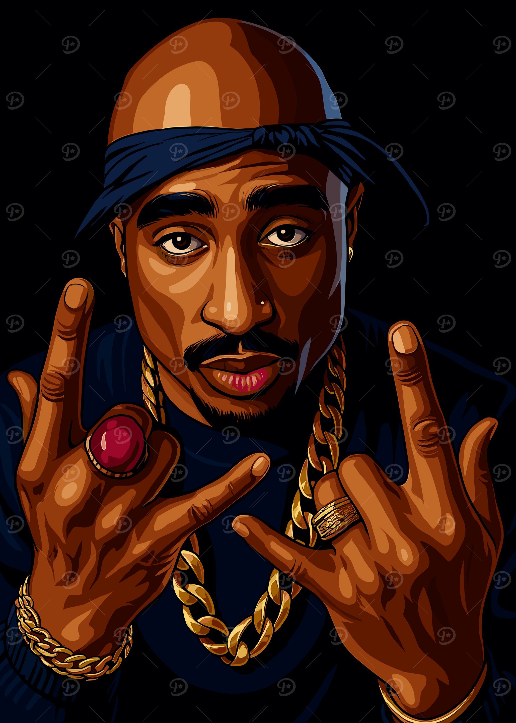 'Tupac Shakur Vector Art Portrait' Poster, picture, metal print, paint ...