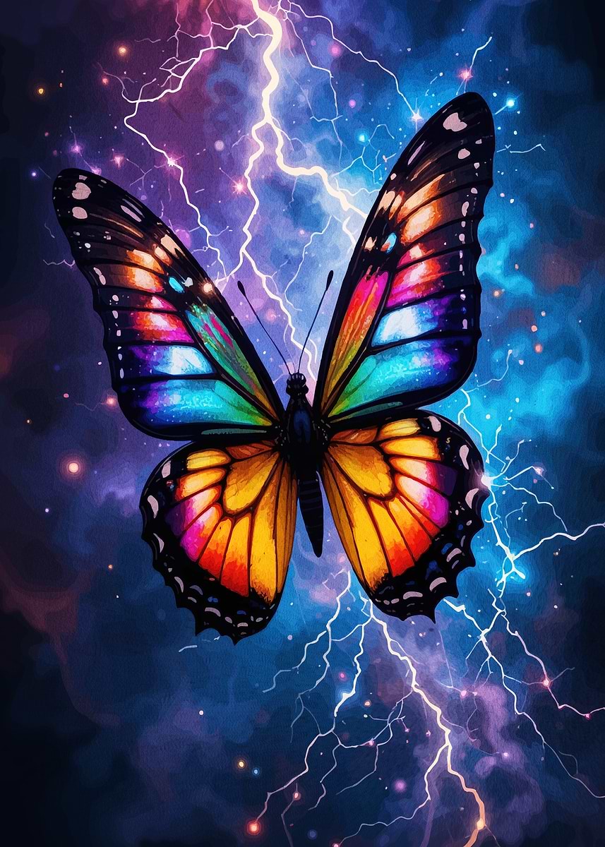 'Colorful Butterfly Lightning ' Poster, picture, metal print, paint by ...