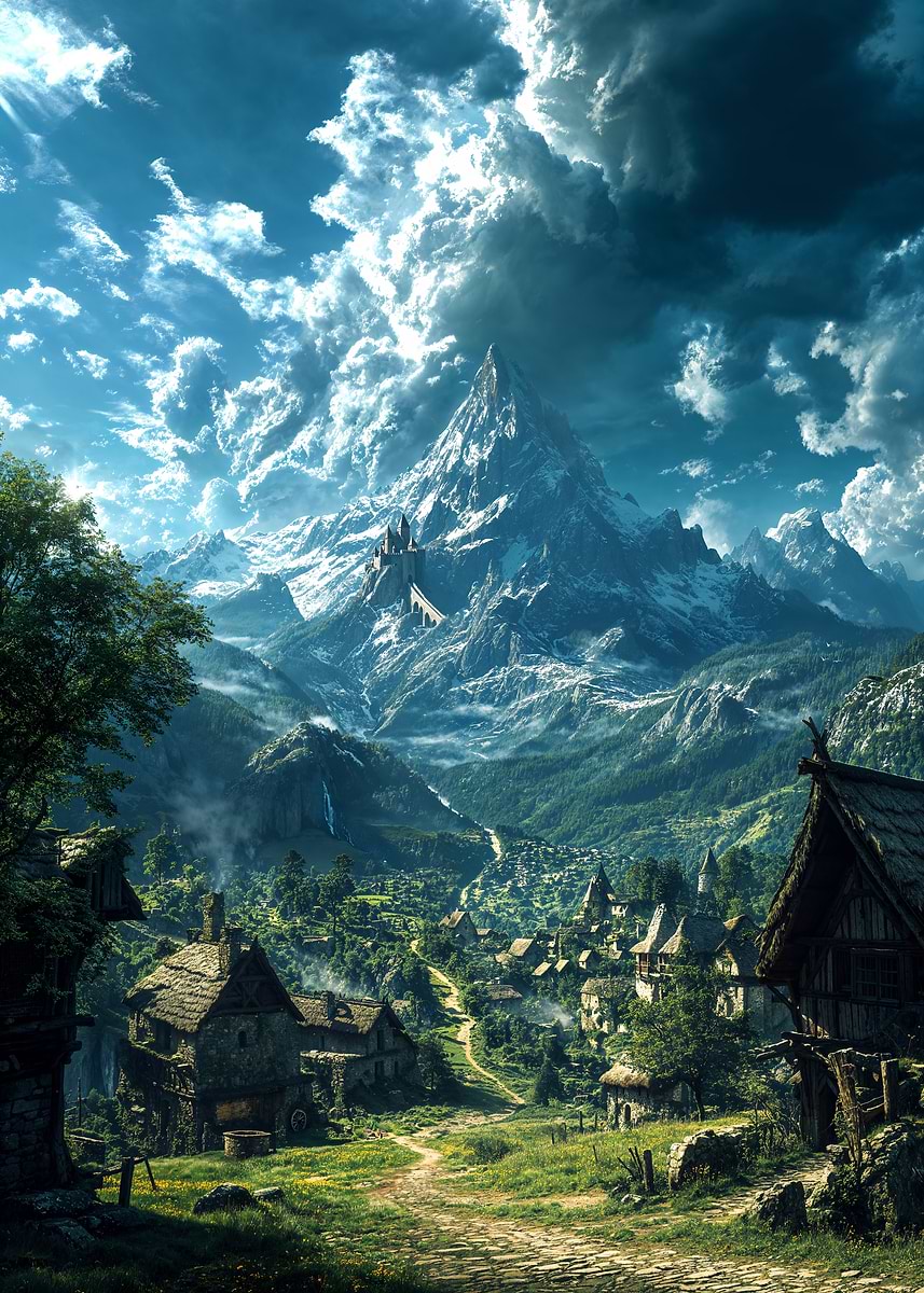 Crown of the Mountains — from the Forgotten Fantasy Realms collection, a Pixaverse metal print