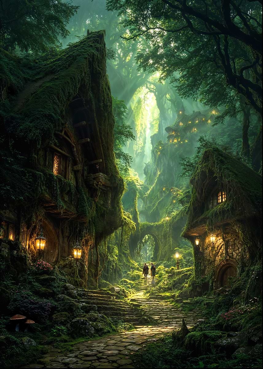 The Whispering Vale — from the Forgotten Fantasy Realms collection, a Pixaverse metal print