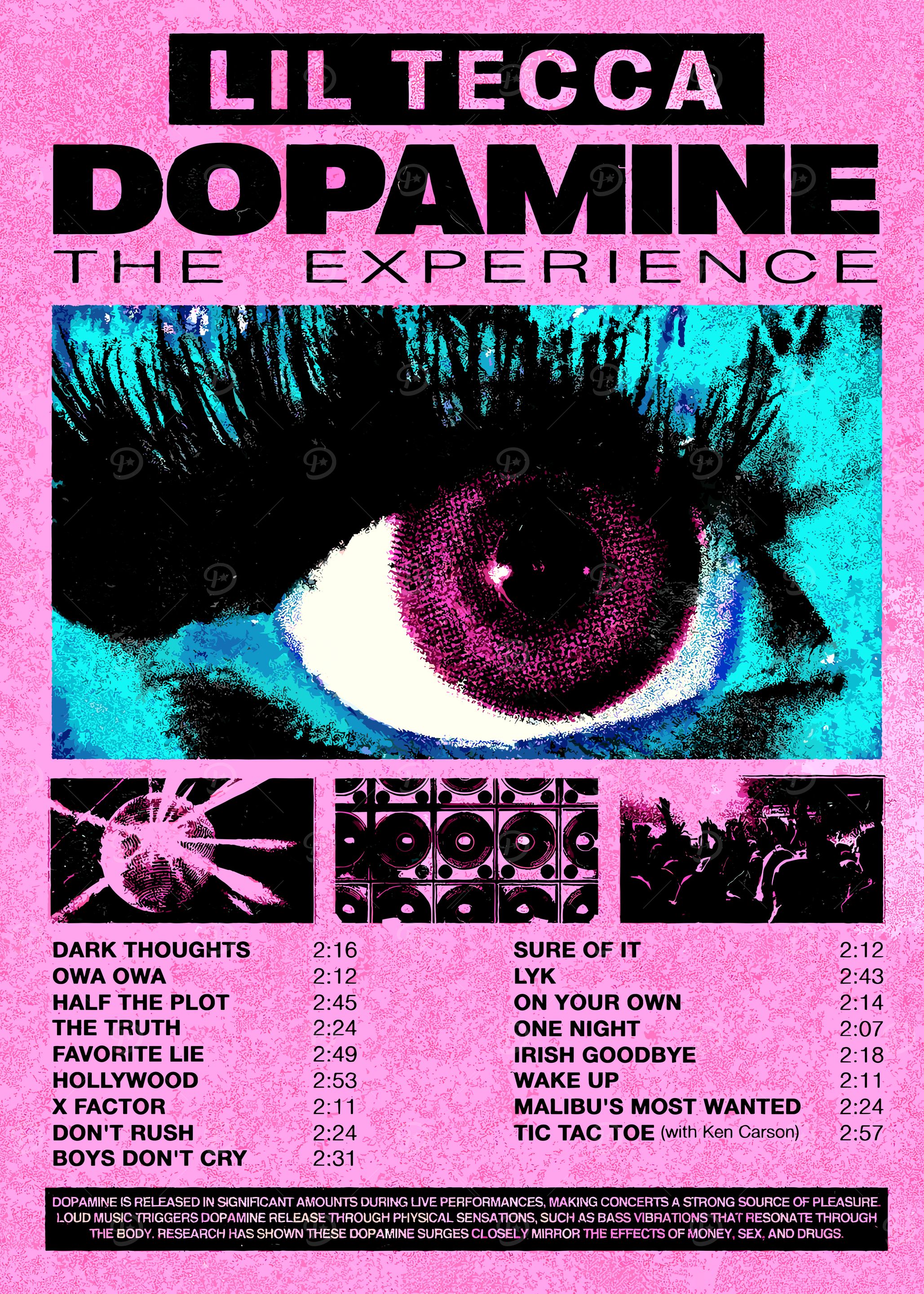 Lil Tecca Dopamine Album Cover Art' Poster, picture, metal print