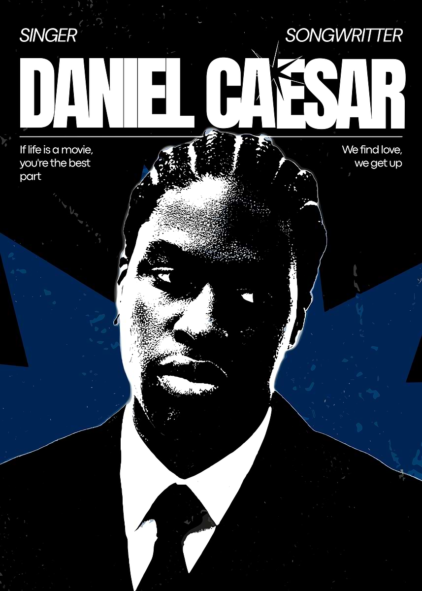 Daniel Caesar Portrait' Poster, picture, metal print, paint by