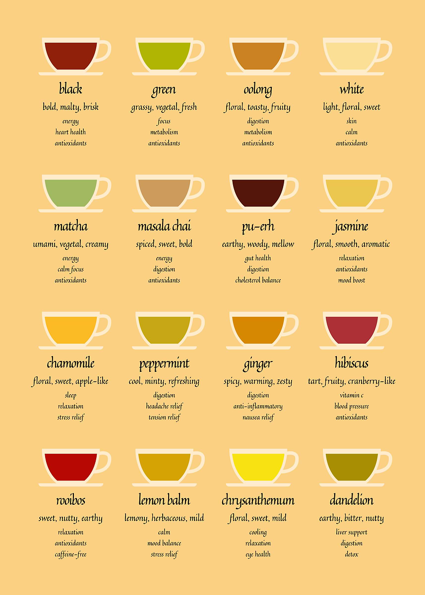 'Tea Guide Infographic' Poster, picture, metal print, paint by ...