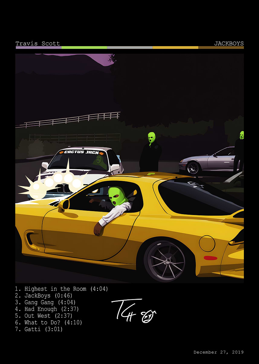 Travis Scott JACKBOYS Album Cover Art' Poster, picture, metal