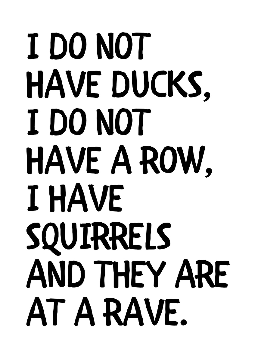Squirrel Rave Sign 'Squirrels at a Rave Text Art' Poster, picture, metal print, paint by ...