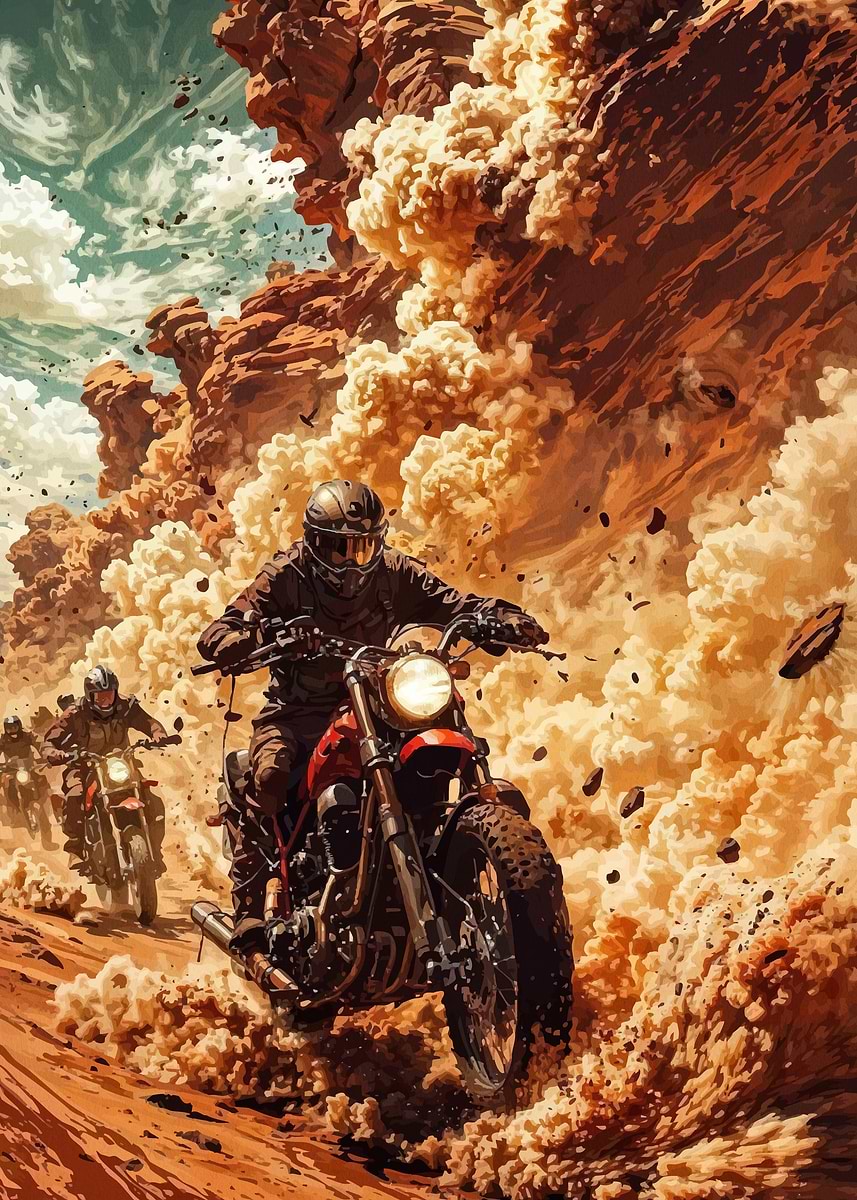 Motorcycle Rally Background 'Motorcycle Rally Desert' Poster, picture, metal print, paint by Anna ...