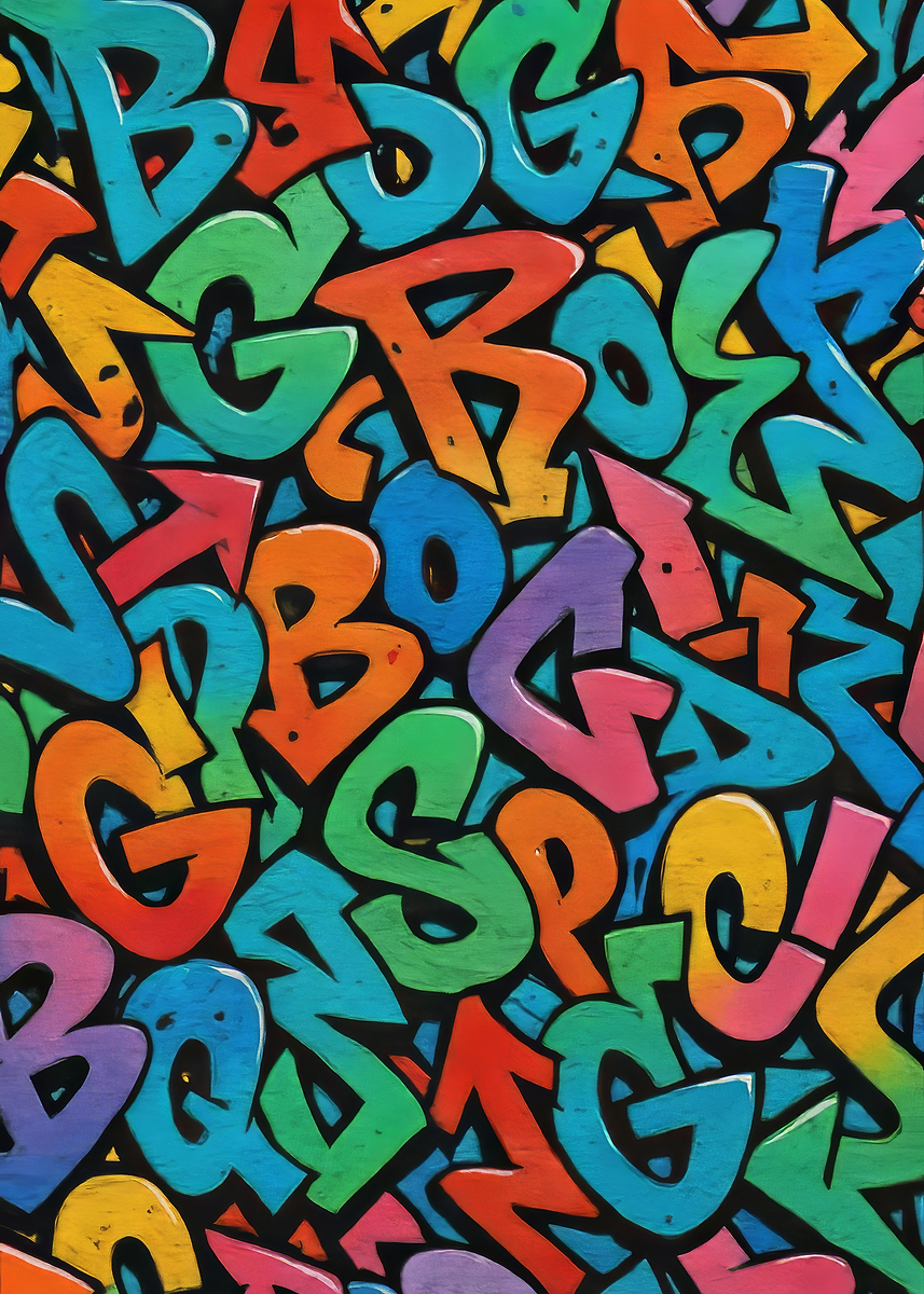 'Colorful Graffiti Lettering Pattern' Poster, picture, metal print ...