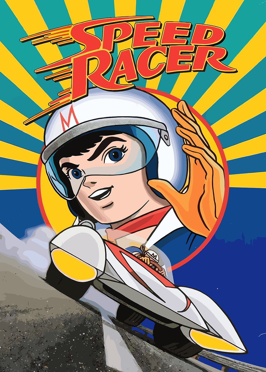 'Speed Racer Cartoon Illustration' Poster, picture, metal print, paint ...