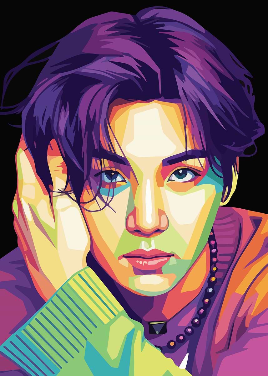 'Colorful Portrait of a Young Man' Poster, picture, metal print, paint ...