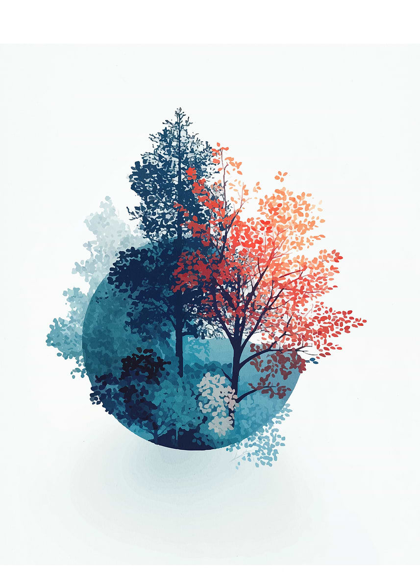 'Abstract Trees in Circle' Poster, picture, metal print, paint by Caleb ...