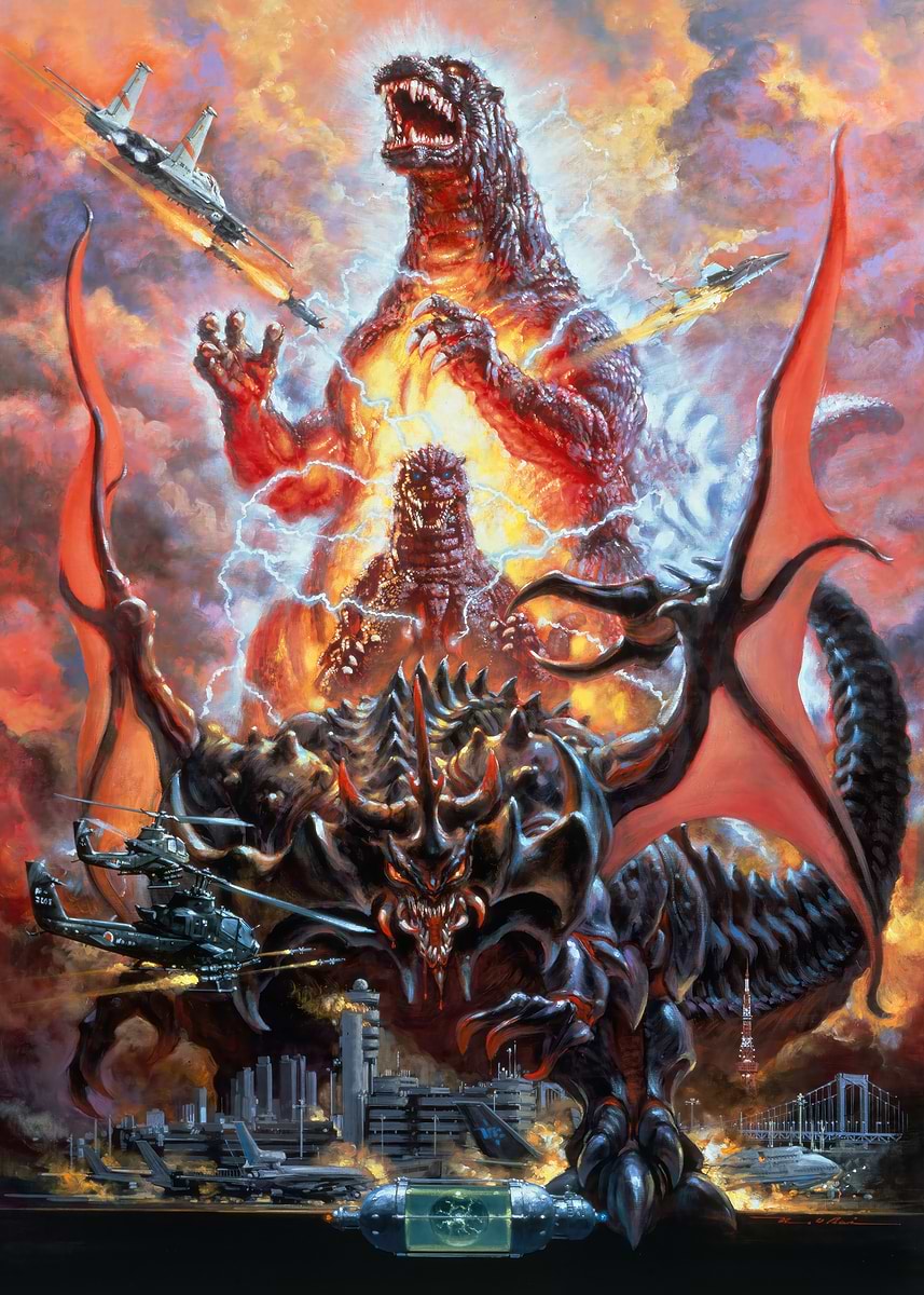 Godzilla vs Destoroyah 1995' Poster, picture, metal print, paint