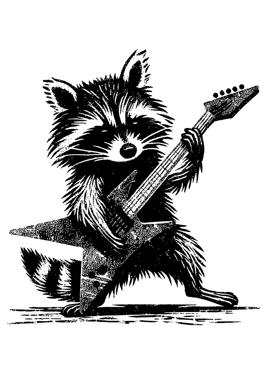 'Raccoon Rocking Out' Poster, picture, metal print, paint by Fill ...