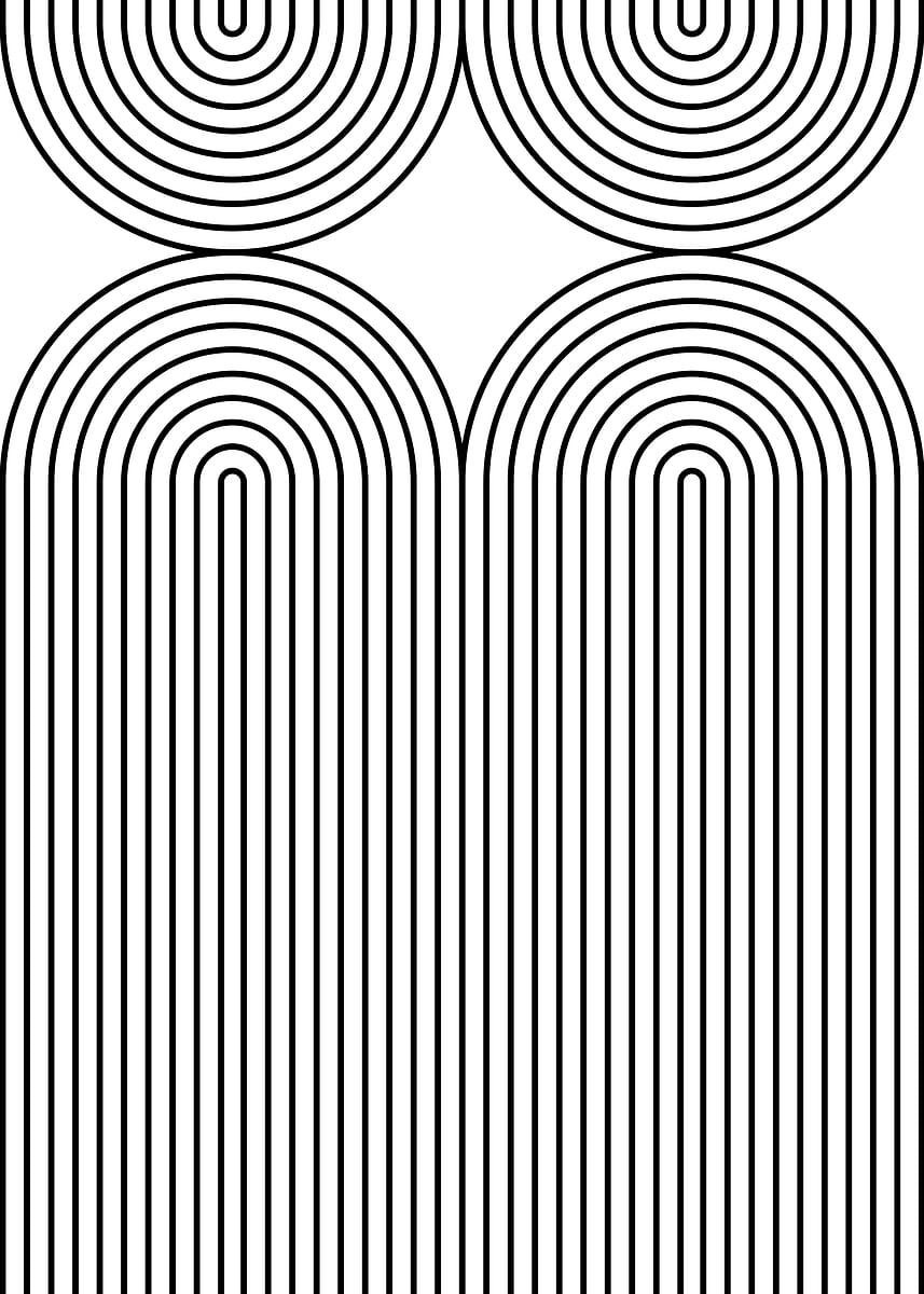 'Abstract Black and White Arches Pattern' Poster, picture, metal print ...