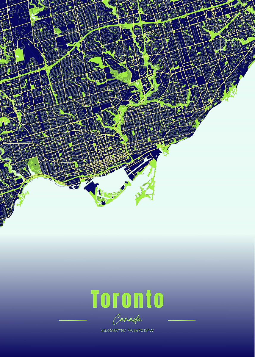 'Toronto City Map Art Print' Poster, picture, metal print, paint by ...