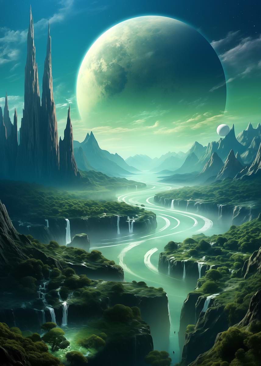 'Alien planet landscape' Poster, picture, metal print, paint by Roman ...